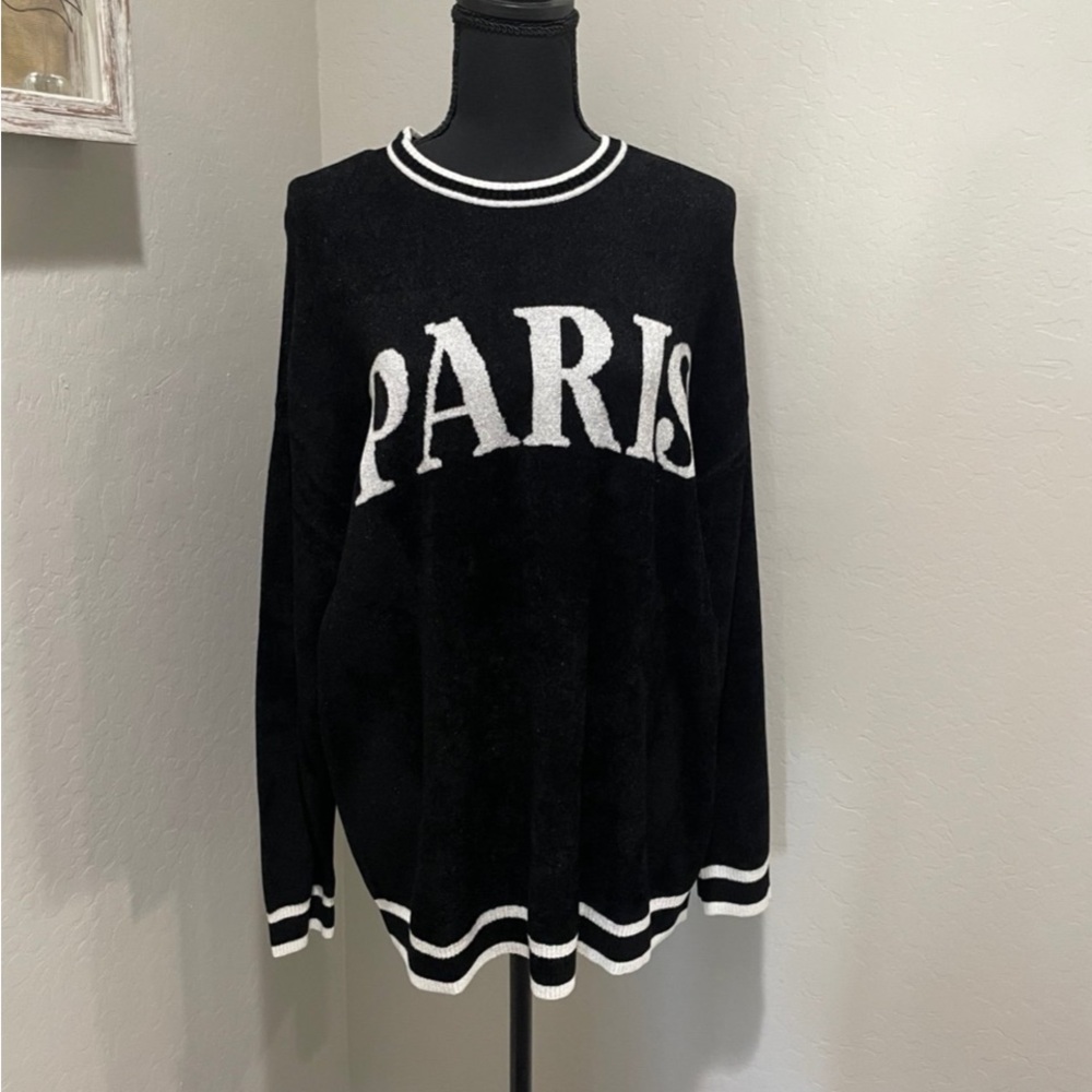 Show Me Your MuMu Black & White 'PARIS' Crewneck Sweater